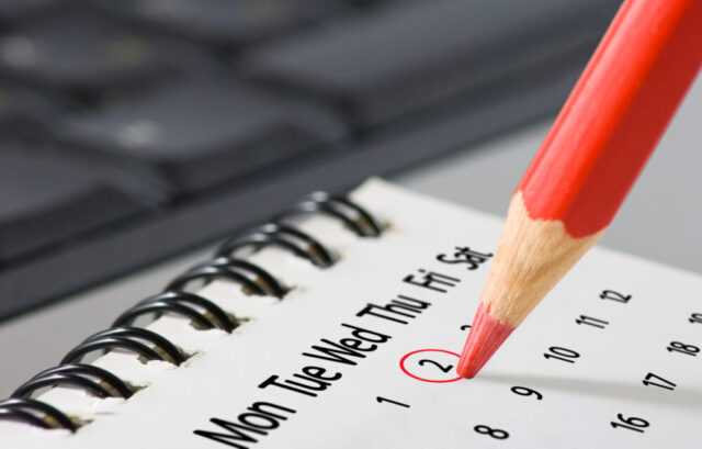 pencil on calendar