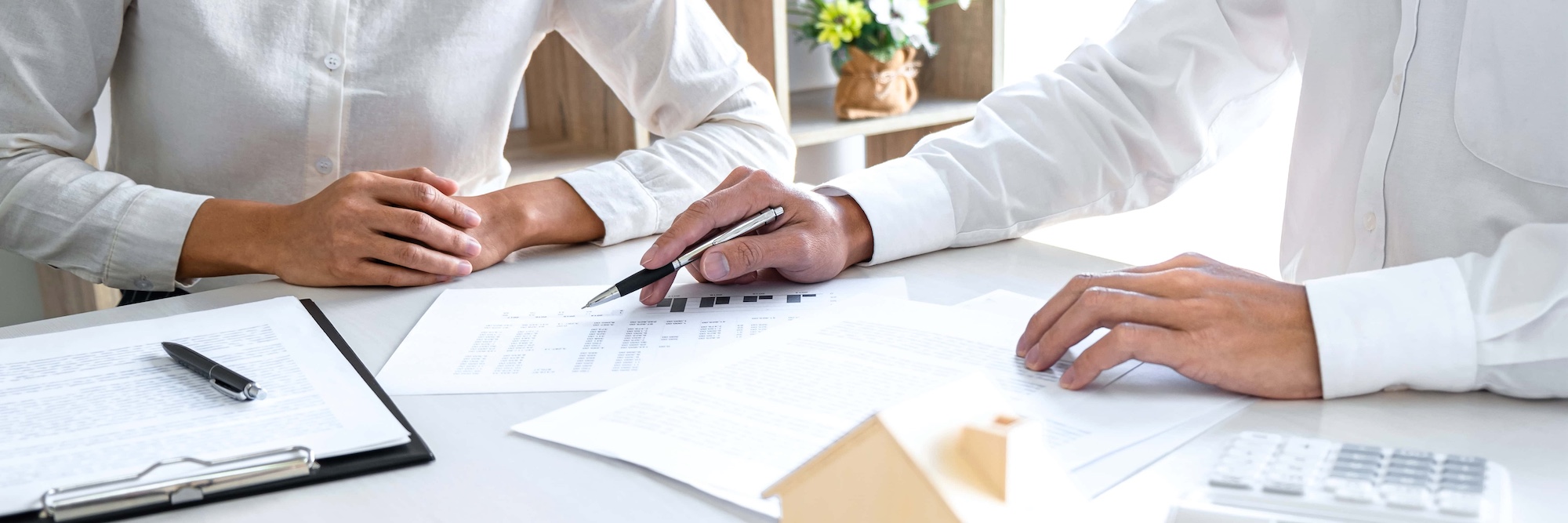 Real estate broker agent presenting and consult to customer